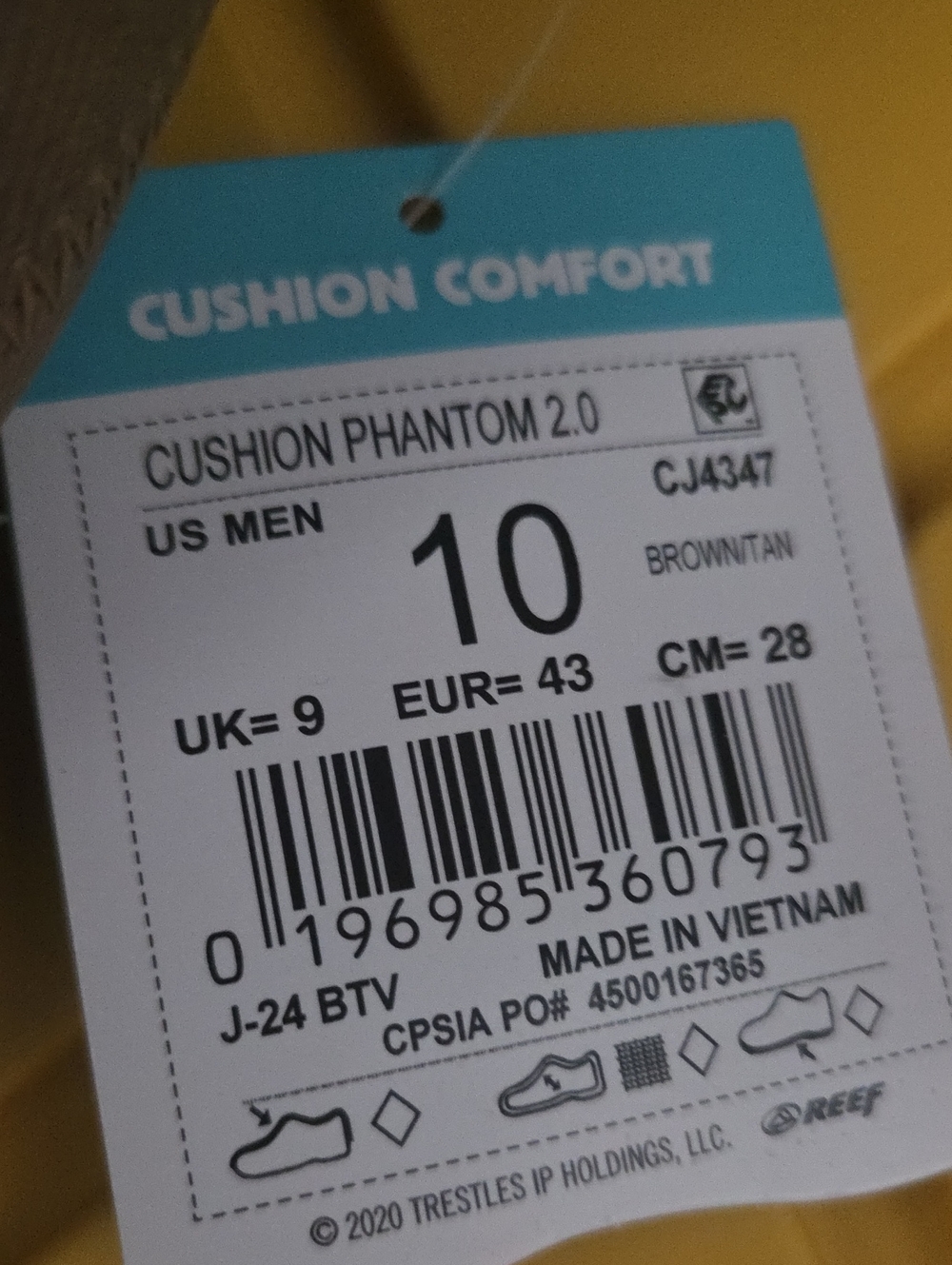 NWT Reef Brown Cushion Comfort 2.0 Canvas-Strap Flip Flops with Dark Footbed - Picture 4 of 5